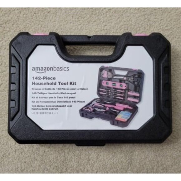 New Household Tool Kit, Storage Case, 142 Piece, Pink, 13.39 x 9.25 x 2.95 inch - Picture 3 of 4
